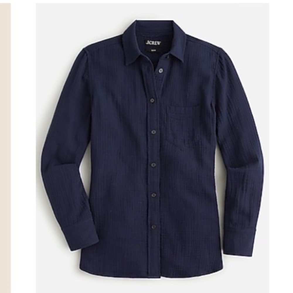 J. Crew double-gauze button down shirt in navy cotton sz 12